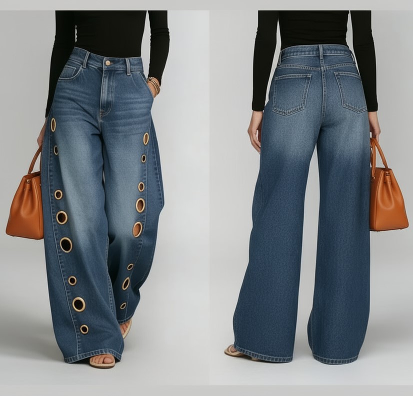 Women's New High-waisted Casual Loose Wide-leg Jeans